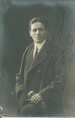 Fotografia/Cartolina con autografo Tenore Giuseppe de Vita Savona 1919