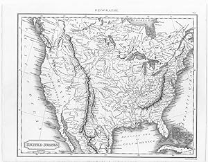 MAP OF THE UNITED STATES,1835 Steel Engraved Print
