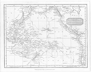 MAP OF THE PACIFIC OCEAN ON MERCATOR'S PROJECTION, SHOWS HAWAII ,1835 Steel Engraved Print