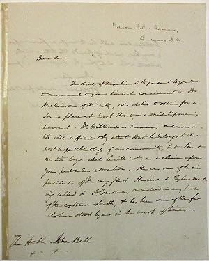 AUTOGRAPH LETTER, SIGNED, FROM CHARLESTON, SOUTH CAROLINA, 12 MAY 1841, TO JOHN BELL, SECRETARY O...