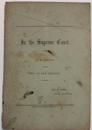 IN THE SUPREME COURT. J.W. CANNON VERSUS CITY OF NEW ORLEANS