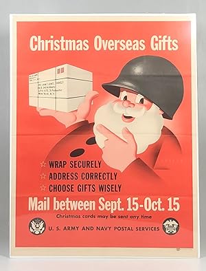 Original WWII 1945 War Bond Poster SANTA CLAUS in SOLDIERS HELMET for Army Navy Postal