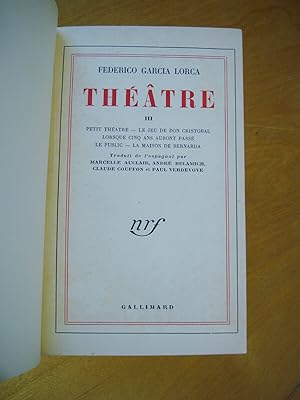 Théâtre III Petit théâtre - Le jeu de Don Cristobal - Lorsque cinq ans auront passé - Le Public- ...