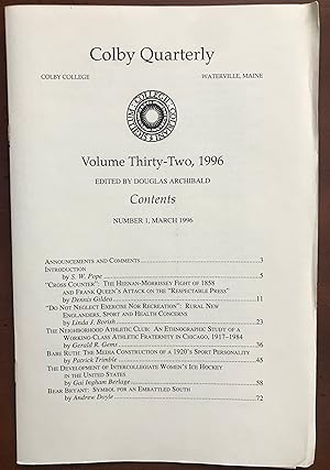 Colby Quarterly, Volume Thirty-Two, 1996 [Contents and Index for 1996], Number 1, March 1996