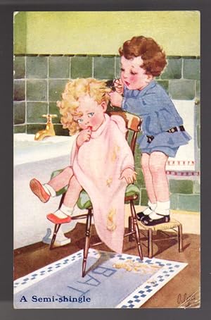 A Semi-Shingle - Children Cutting Own Hair Postcard
