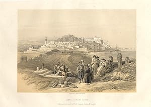 VIEW OF JAFFA LOOKING SOUTH, 1857 ANTIQUE PRINT ANTIQUE ORIGINAL TINTED LANDSCAPE LITHOGRAPH ILLU...
