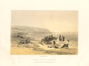 VIEW OF CAIPHAS LOOKING TOWARDS MOUNT CARMEL, 1857 ANTIQUE PRINT ANTIQUE ORIGINAL TINTED LANDSCAP...