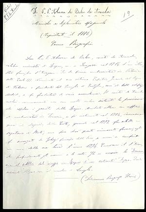 Lettera autografa al conte de Zambeccari di Bologna