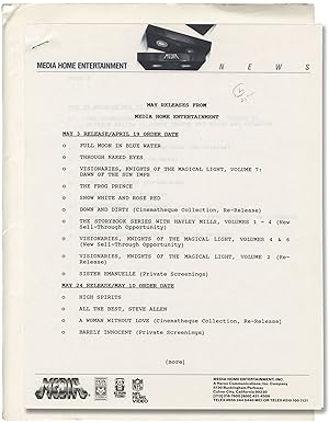 Original press kit for films released through Media Home Entertainment in 1988