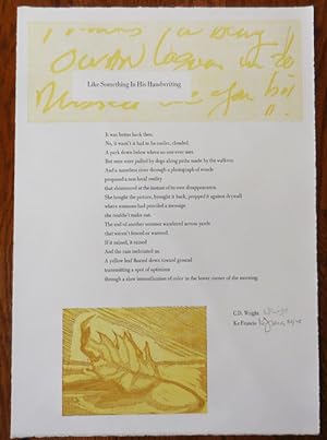 Like Something In His Handwriting (Poetry Broadside Signed by both Poet and Artist)