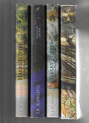HARRY POTTER: SET OF FOUR, JIM KAY ILLUSTRATED HARDCOVER BOOKS 1-4, Harry Potter and The Sorcerer...