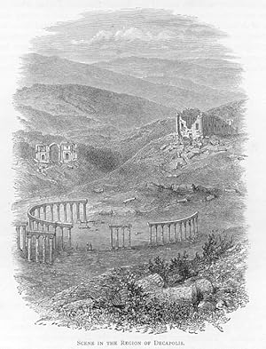SCENE IN THE REGION OF DECAPOLIS ANTIQUE BIBLICAL ART PRINT FROM AN 1890's PUBLICATION