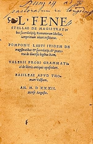 L. Fenestellae de magistratibus sacerdotiisq[ue] Romanorum libellus, iamprimum nitori restitutus....