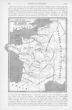 MAP OF THE ENGLISH POSSESIONS IN FRANCE IN THE 12th AND 13th CENTURIES,ca. 1870s Wood Engraving