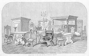 FURNITURE OF THE END OF THE 16th CENTURY,ca. 1870s Wood Engraving