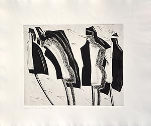 Serie Mannequin mit 4 Blättern, 1991. Radierungen in verschiedenen Zuständen der Druckplatte, lin...