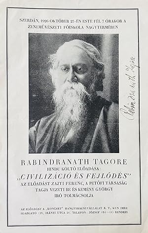 Signed invitation for Tagore's lecture in Budapest 1926