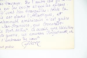 Lettre autographe signée adressée à Georges Louis : "Mon souhait, ce serait que nous choisissions...