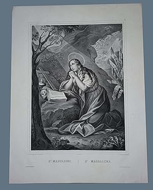 Sainte Madeleine Magdalena litografia XIX Fratelli Avanzo in Pieve Tesino TURGIS