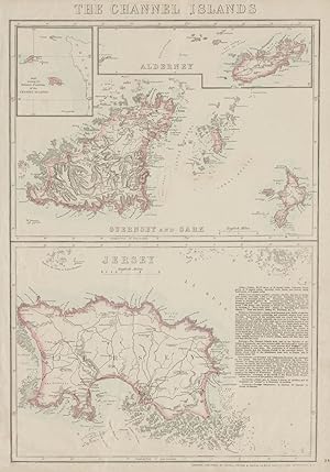 The Channel Islands; Inset Maps of Map showing the relative positions of the channel Islands; Ald...
