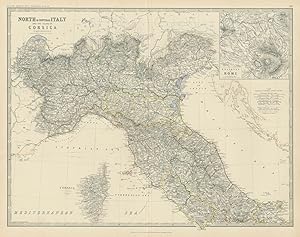 North & Central Italy and the Island of Corsica [inset: Environs of Rome]
