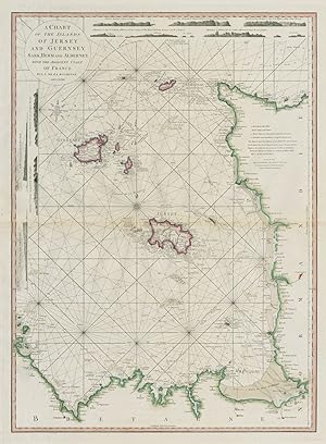 A chart of the islands of Jersey and Guernsey, Sark, Herm and Alderney with the adjacent coast of...