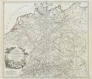 Carte de l'Empire d'Allemagne où sont marquées exactement les routes des postes. Par le Sr. Rober...
