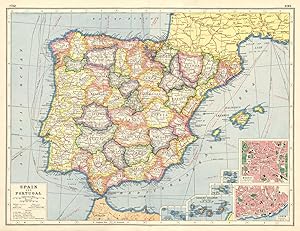Spain and Portugal; Inset maps of Azores; Canary Islands; Madeira; Cape Verde Is.; Madrid; Lisbon