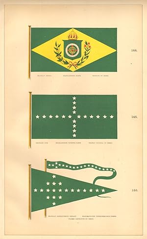 144. Brazilian Ensign, Brasilianische Fahne, Enseigne Du Bresil; 145. Brazilian Jack, Brasilianis...