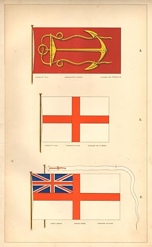 4. Admiralty Flag, Admiralitats Flagge, Pavillon de L'Amiraute; 5. Admiral's Flag, Admirals Flagg...