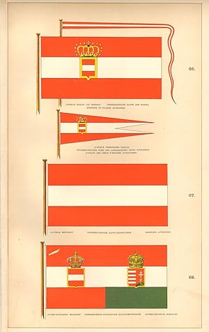 66. Austrian Ensign and Pendant, Osterreichische Fahne and Wimpel, Enseigne Et Flamme Autrichien,...