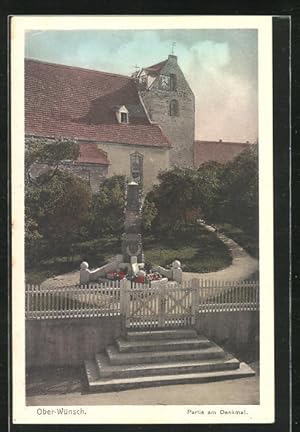 Ansichtskarte Ober-Wünsch, Partie am Denkmal
