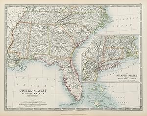 United States of North America (South Eastern sheet); Inset map of The Atlantic States between Bo...
