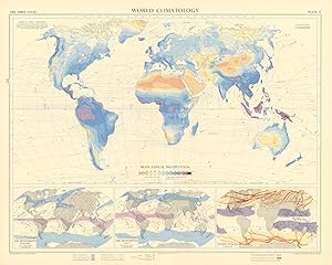 World climatology (Winkel's "Tripel" projection) // mean annual precipitation, air movements Jan ...