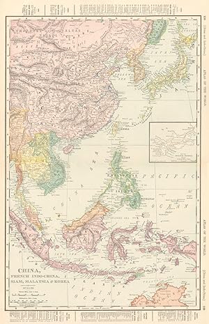 China, French Indo-China, Siam, Malaysia and Korea, inset map of Kwan-Tung Peninsula