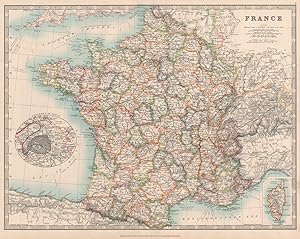 France; Environs of Paris; Inset map of Corse (Corsica)