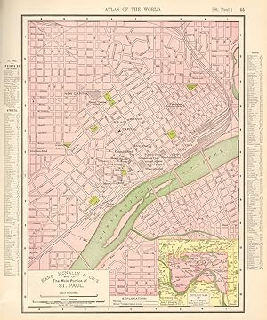 Rand McNally & Co.'s Map of the main portion of St. Paul; Inset Vicinity of St. Paul and Minneapolis