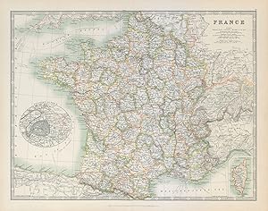France; Environs of Paris; Inset map of Corse (Corsica)
