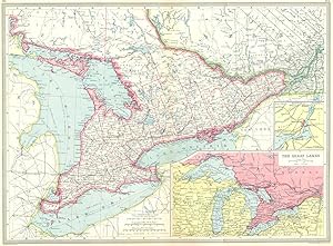 Upper Canada and the St. Lawrence; Inset maps of Montreal; The Great Lakes