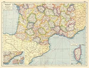 France (South); Inset map of Riviera; Nice; Monaco; Corsica