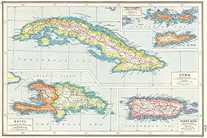 Cuba; Inset map of Virgin Islands; St Croix; Haiti; Porto Rico