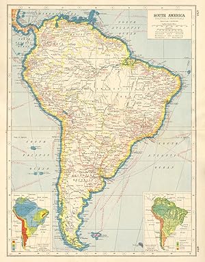 South America (Political & Industrial); Inset map of South America (Mean annual) Rainfall; South ...