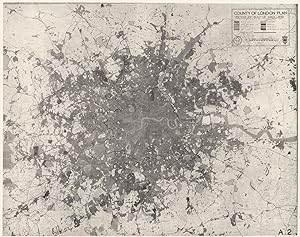 "The London sprawl and Density of Development; County of London plan Extent of built up area, 1938