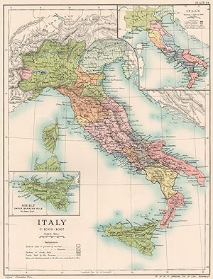 Italy C. 1000-1067; Inset maps of Italy between C. 850 & 1000; Sicily under Saracen rule