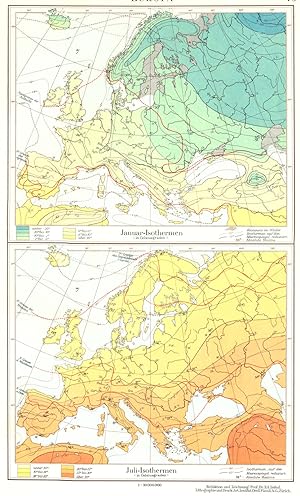 Europa; Januar-Isothermen; Juli-Isothermen