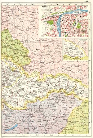 Czecho-Slovakia; Inset map of Prague (Praha); Rumania