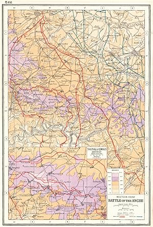 Western Front Battle of the Ancre; Inset map of Thiepval to Combles District