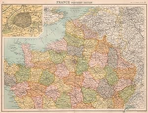 France Northern section; Inset map of Paris