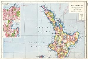 New Zealand; Inset map of Auckland; Wellington