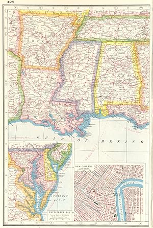 United States (South East); Inset map of Chesapeake Bay; New Orleans